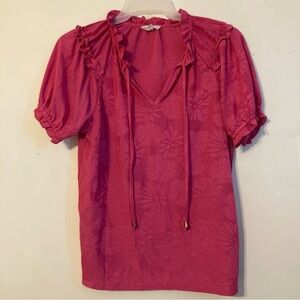 Women's Pink Ruffled Top with floral print size L